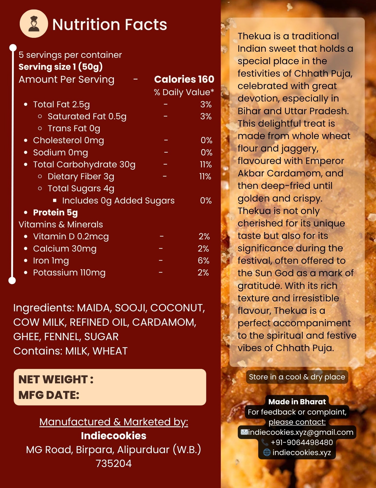 HANDMADE THEKUA COCONUT & SOOJI - 250 gm New pack